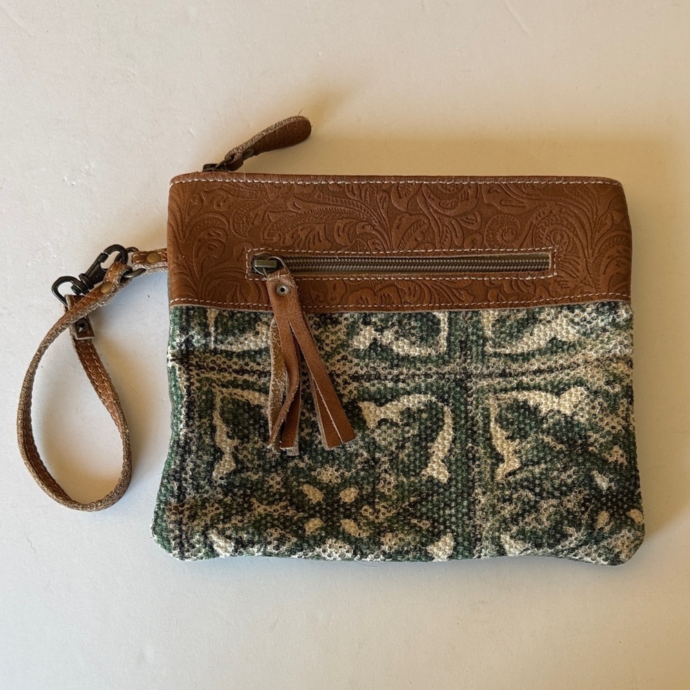 Myra Bag Hope Pouch leather/canvas clutch wristlet